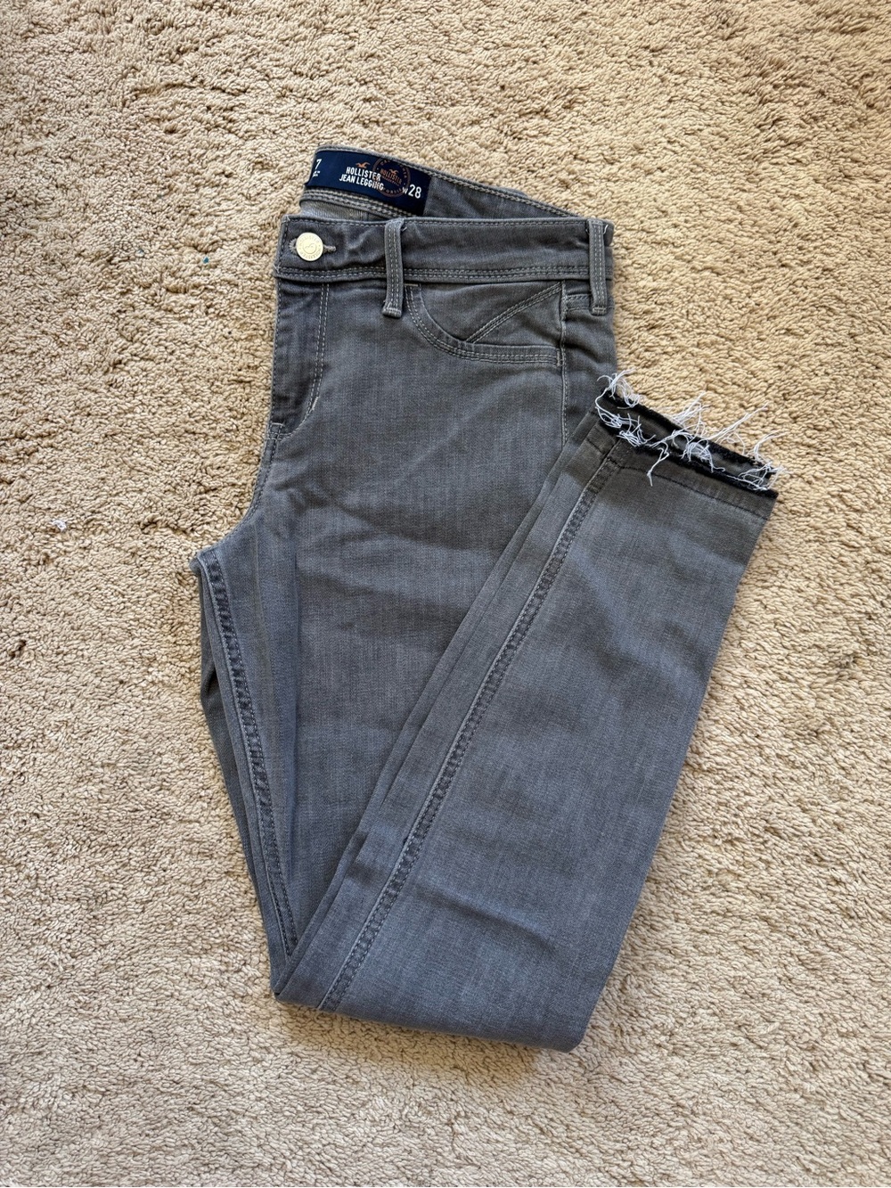 Hollister Gray Raw-Hem Skinny Jeans